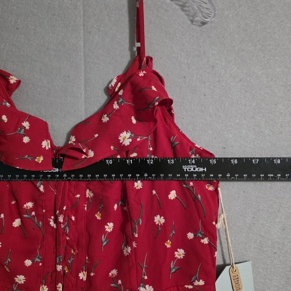 NWT If By Sea Anthropologie Red Floral Off The Shoulder Maxi Dress Size Medium - Picture 4 of 10
